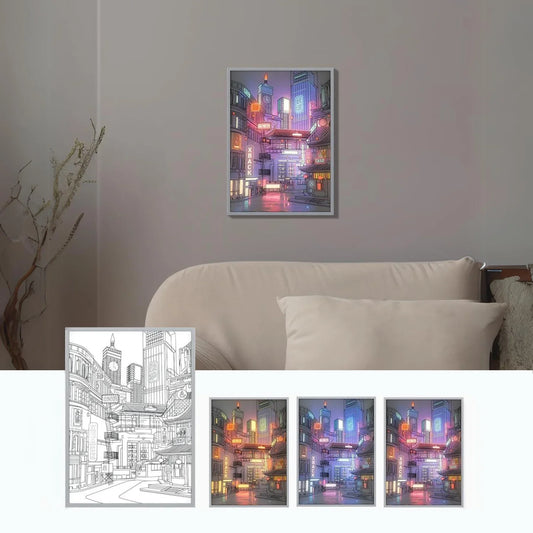 Anime LED City Night View Light Painting